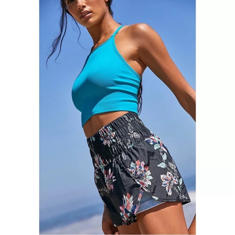NWOT Free People Movement The Way Home Black Floral Shorts Small